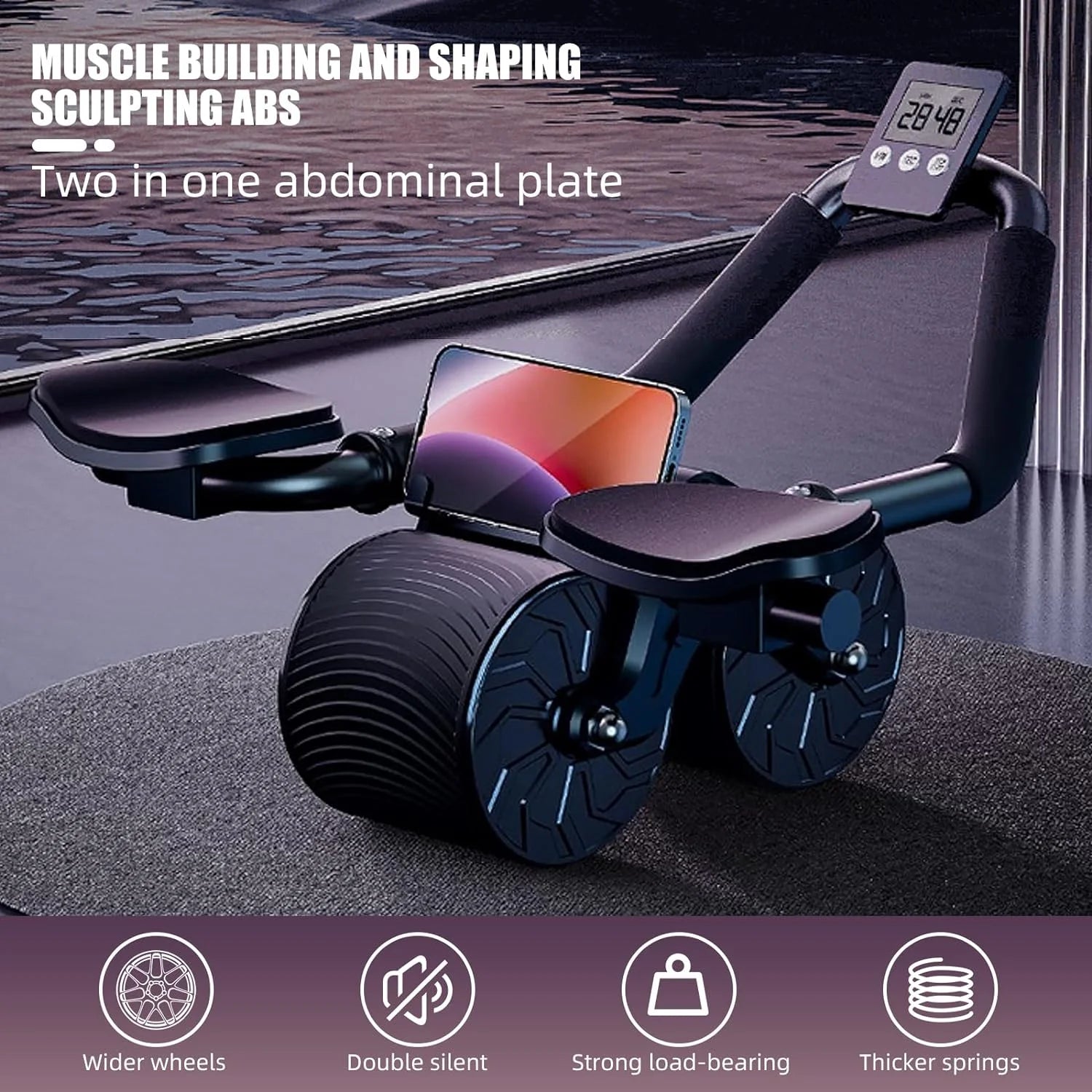 Elbow Support Automatic Rebound Abdominal Wheel,Ab Roller for Abdominal Exercise Machine,Dolly Core Strengthening Trainer Fitness Belly Training Ab Roller